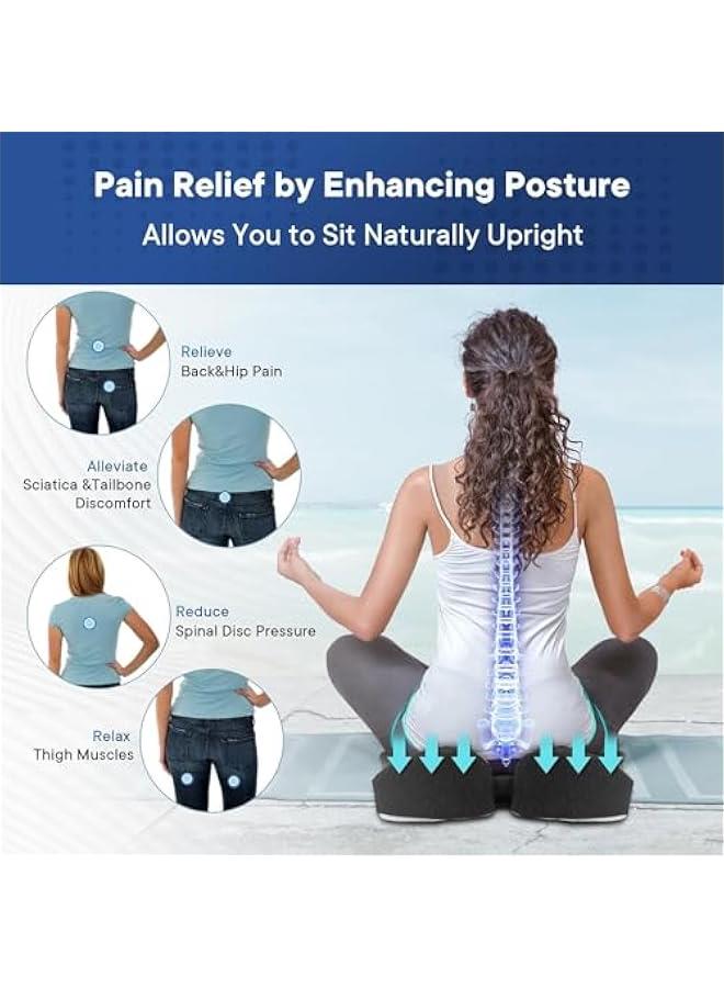 MIXDE Premium Comfort Seat Cushion, Non-Slip Orthopedic 100% Memory Foam Coccyx Cushion for Tailbone Pain, Cushion for Office Chair Car Seat, Back Pain u0026 Sciatica Relief (grey) - Image 3