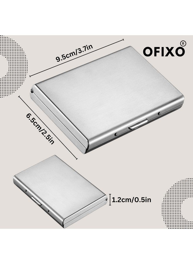 OFIXO حامل بطاقة الائتمان OFIXO واقي من الفولاذ المقاوم للصدأ محفظة بطاقات ائتمان معدنية نحيفة لحالات بطاقات الائتمان للنساء أو الرجال (فضي غير لامع) - Image 2