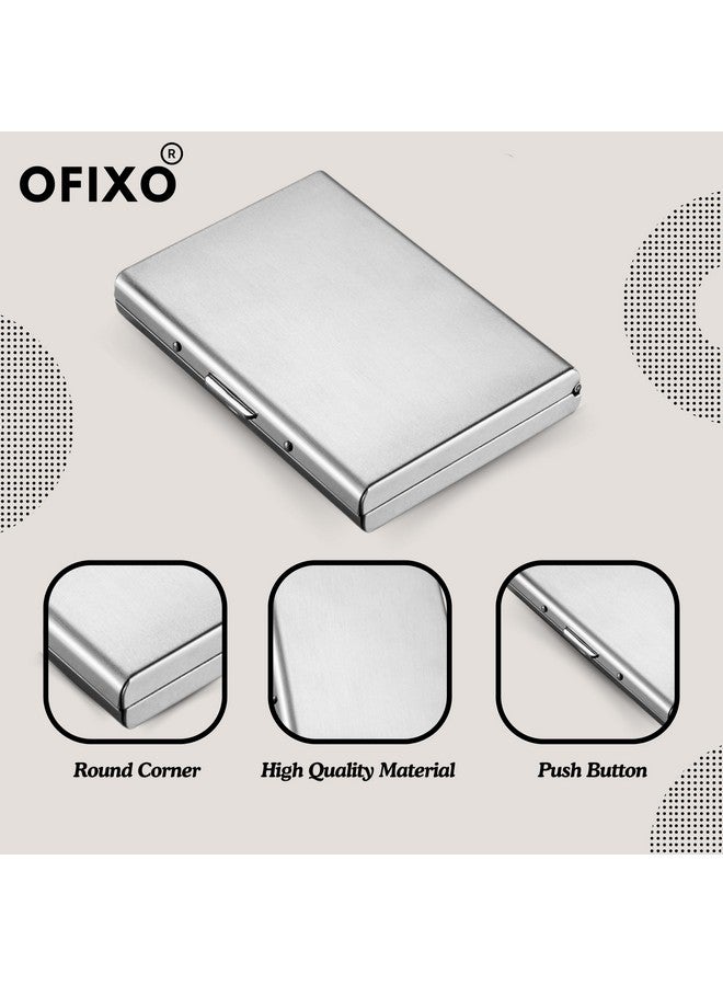 OFIXO حامل بطاقة الائتمان OFIXO واقي من الفولاذ المقاوم للصدأ محفظة بطاقات ائتمان معدنية نحيفة لحالات بطاقات الائتمان للنساء أو الرجال (فضي غير لامع) - Image 5