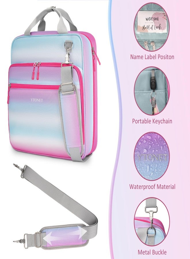 Ytonet 4 Inch D-Ring Zipper Binder, King Sized 3 Ring Binder with Zipper, 800 Sheets Extra Large Capacity Waterproof School Binders with Shoulder Strap for Students Fit 15.6 Inch Laptop, Blue-Pink - Image 5