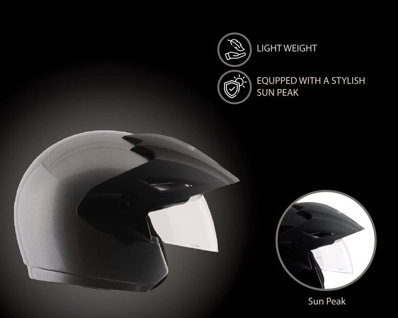 Vega Cruiser ISI Certified Lightweight & Compact with Peak Open Face Helmet for Men and Women with Clear Visor(Anthracite, Size:M) - Image 5