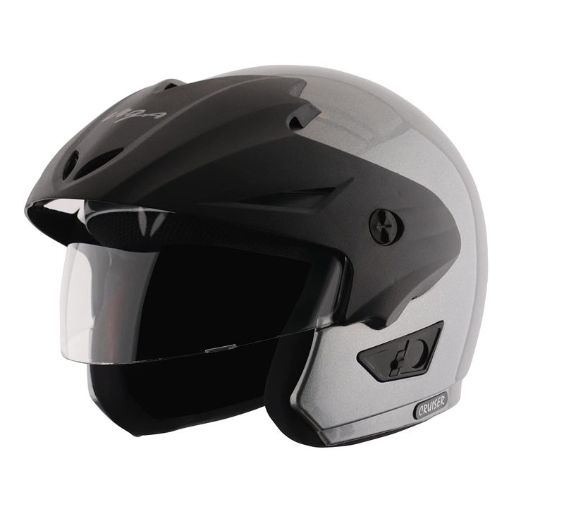 Vega Cruiser ISI Certified Lightweight & Compact with Peak Open Face Helmet for Men and Women with Clear Visor(Anthracite, Size:M) - Image 1