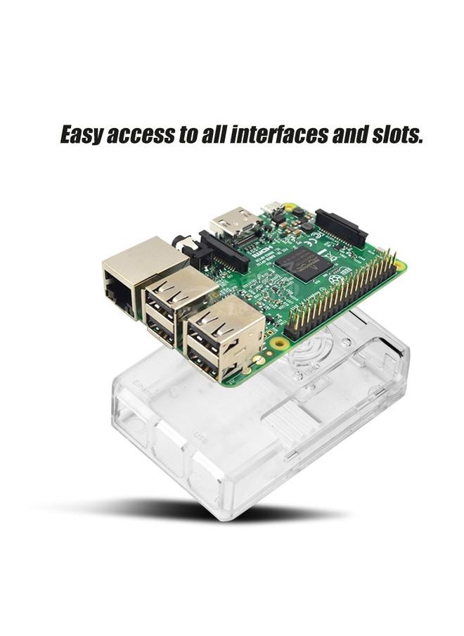 Thoraya Protective Case Shell Enclosure Box with Fan Hole for Raspberry Pi 3 Model B (Transparent)  - Image 2