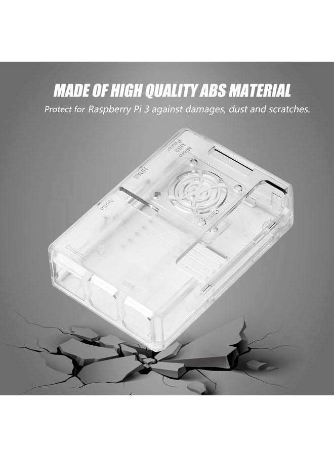 Thoraya Protective Case Shell Enclosure Box with Fan Hole for Raspberry Pi 3 Model B (Transparent)  - Image 4