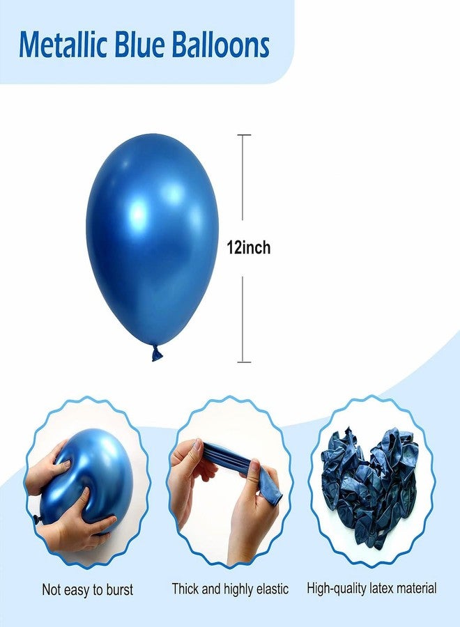 Wrapping Studio بالونات معدنية من WRAPPING STUDIO مقاس 12 بوصة، عبوة من 50 بالون، بالونات زينة من المطاط واللاتكس لأعياد الميلاد وحفلات استقبال المولود الجديد والذكرى السنوية ولوازم حفلات الاحتفال (أزرق وفضي) - Image 4