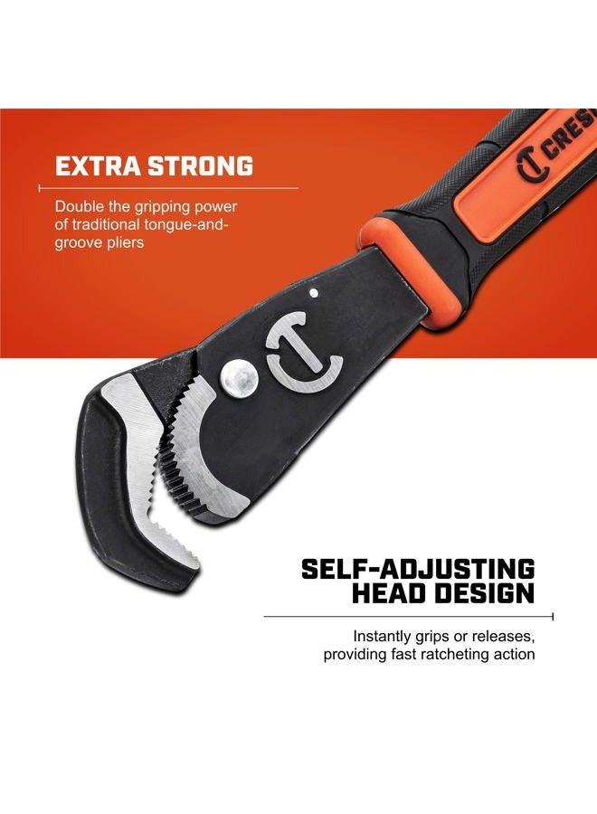 Crescent CPW12 Self-Adjusting Pipe Wrench with Dual Material Grip for Added Comfort and Durability, Red/Black - Image 3