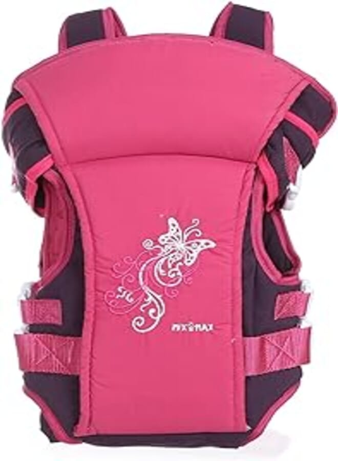 Mix and Max Bear Embroidered Baby Carrier - Pink and Burgundy