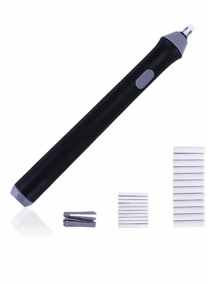 SYOSI Electric Eraser Kit with 23 Eraser Refills, Battery Operated Automatic Portable Rubber Pencil Eraser, Auto Erasers for Drawing, Painting Sketching Drafting Architectural Arts Crafts (Black)  - Image 1