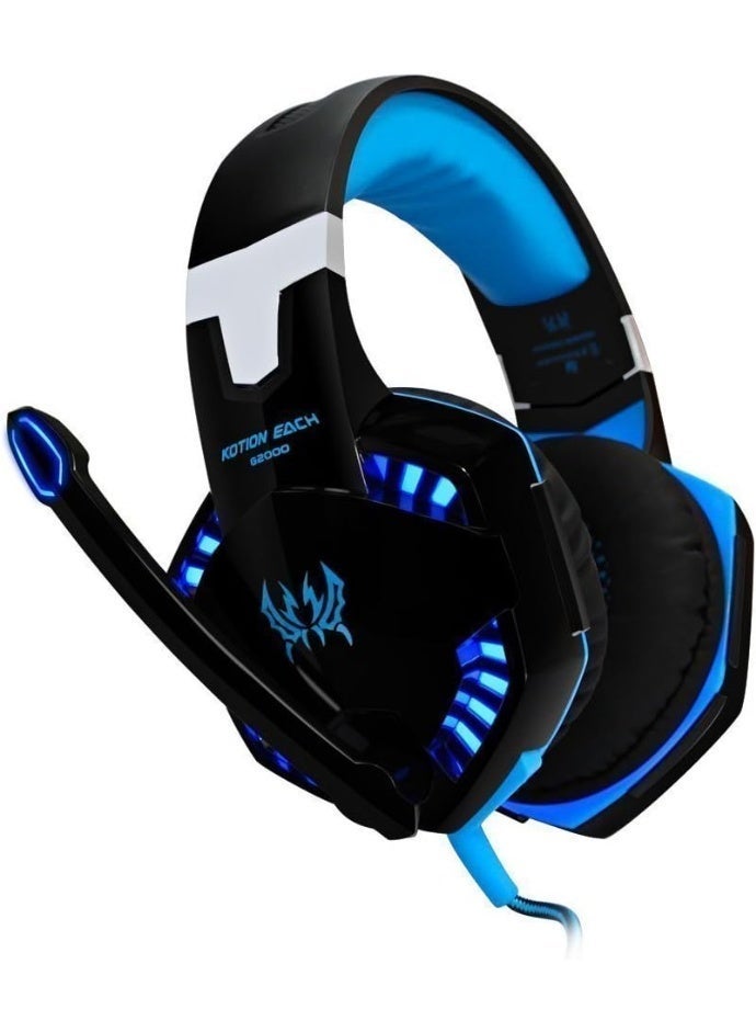 KOTION EACH Over-Ear Headphones with Microphone – Comfortable Headband, Enhanced Sound, PC Compatible (Blue) - Image 2