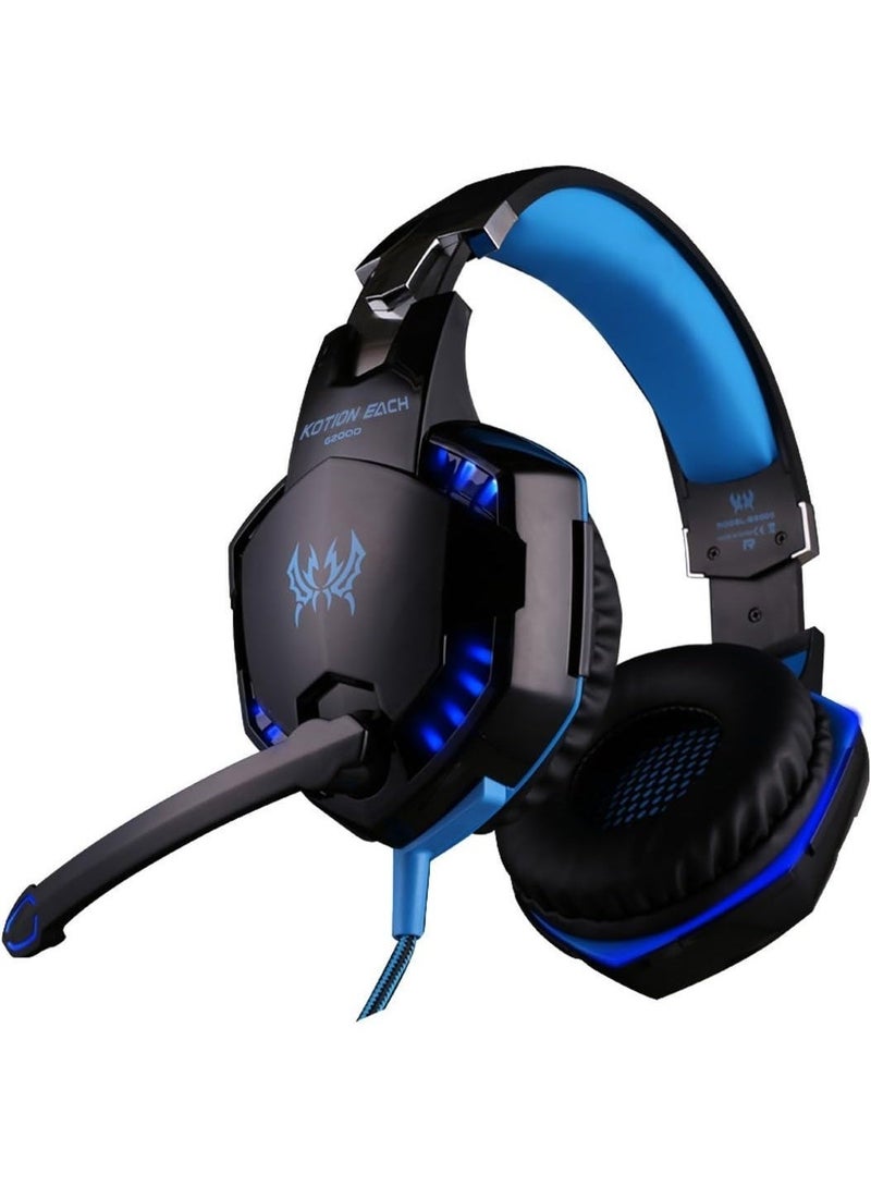 KOTION EACH Over-Ear Headphones with Microphone – Comfortable Headband, Enhanced Sound, PC Compatible (Blue) - Image 3