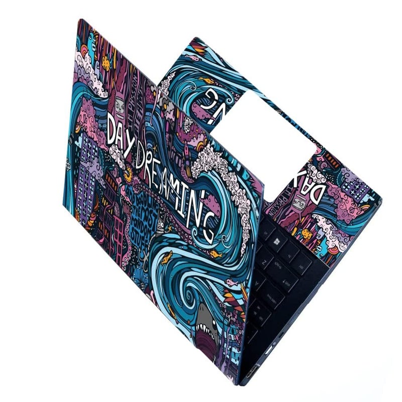 PIXELARTZ Laptop Skin Abstract Graffiti Art Painting Floral HD Quality 15.6 Inches Multi Colour (9083, Full Body) - Image 1