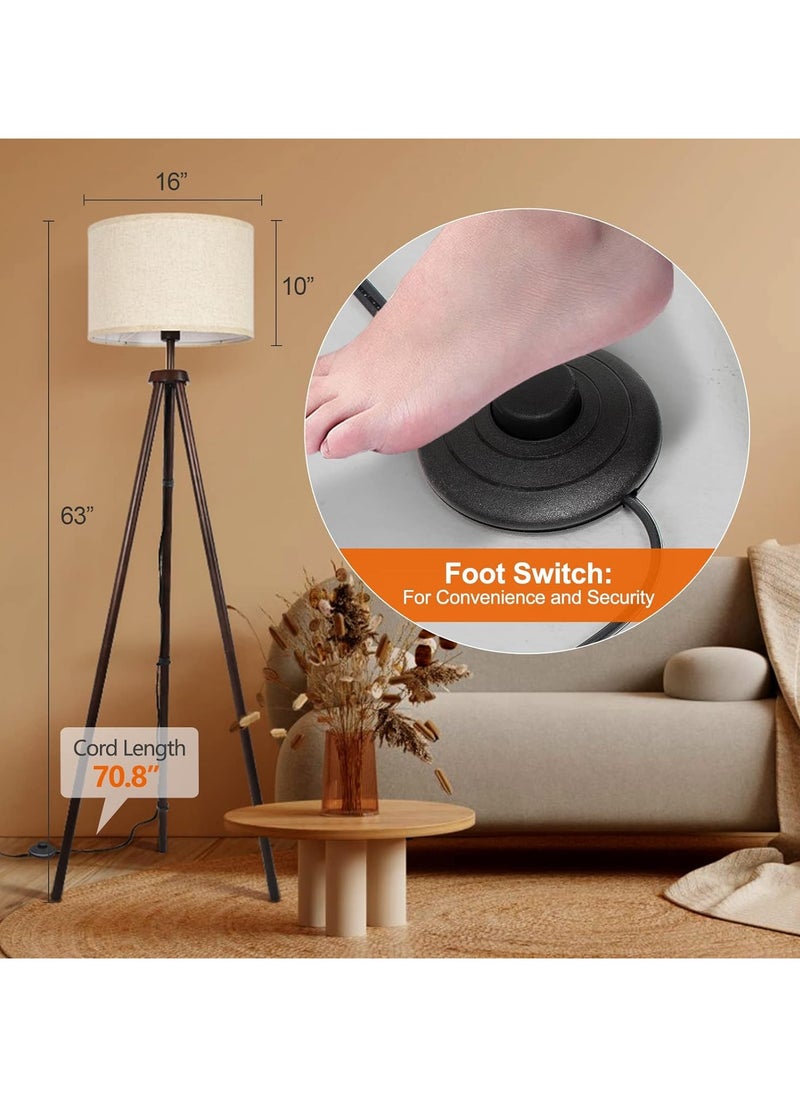 Generic - Tripod Floor Lamp,Floor Lamp Living Room with Shelf,Solid Wood Tripod Floor Lamp,Dimmable & 3 Colour Temperatures,Scandinavian Style Floor Lamp for Home Light and Decorate Black 160x42 cm - Image 1