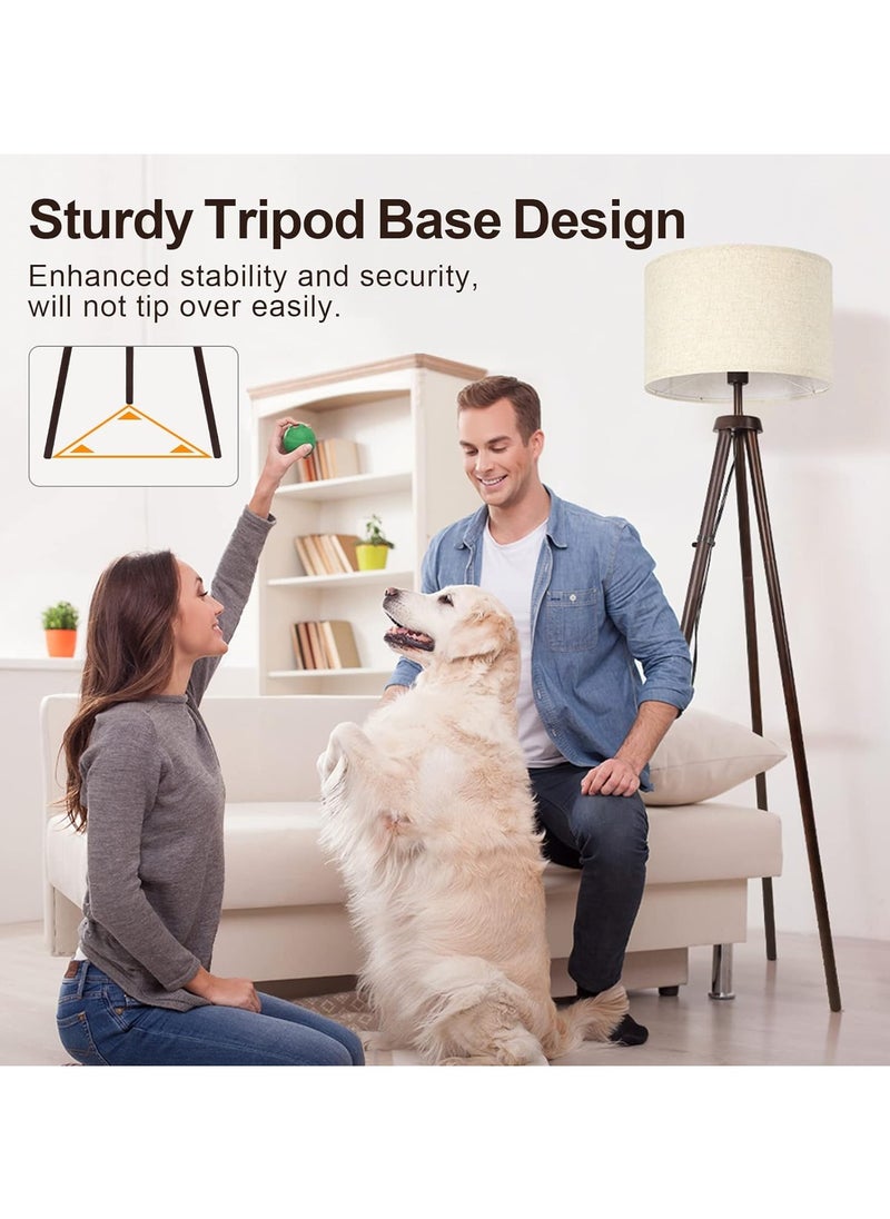 Generic - Tripod Floor Lamp,Floor Lamp Living Room with Shelf,Solid Wood Tripod Floor Lamp,Dimmable & 3 Colour Temperatures,Scandinavian Style Floor Lamp for Home Light and Decorate Black 160x42 cm - Image 1