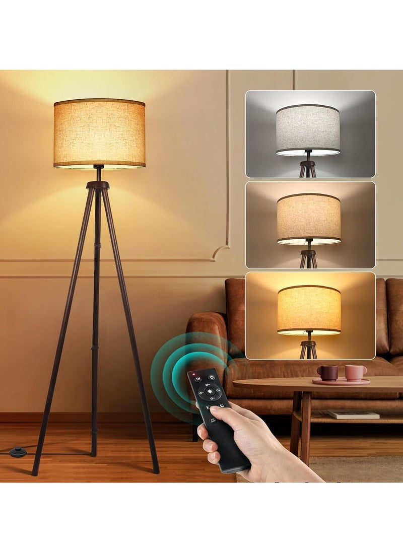 Generic - Tripod Floor Lamp,Floor Lamp Living Room with Shelf,Solid Wood Tripod Floor Lamp,Dimmable & 3 Colour Temperatures,Scandinavian Style Floor Lamp for Home Light and Decorate Black 160x42 cm - Image 1
