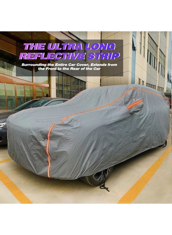 KEYOOG Universal Waterproof Heavy Weight Full Car Covers, Fit Pickup, All Weather, Outdoor Full Cover Weatherproof UV Sun Protection Snow Dust Storm Resistant with PEVA Cotton, Fit Length 230"-260" - Image 3