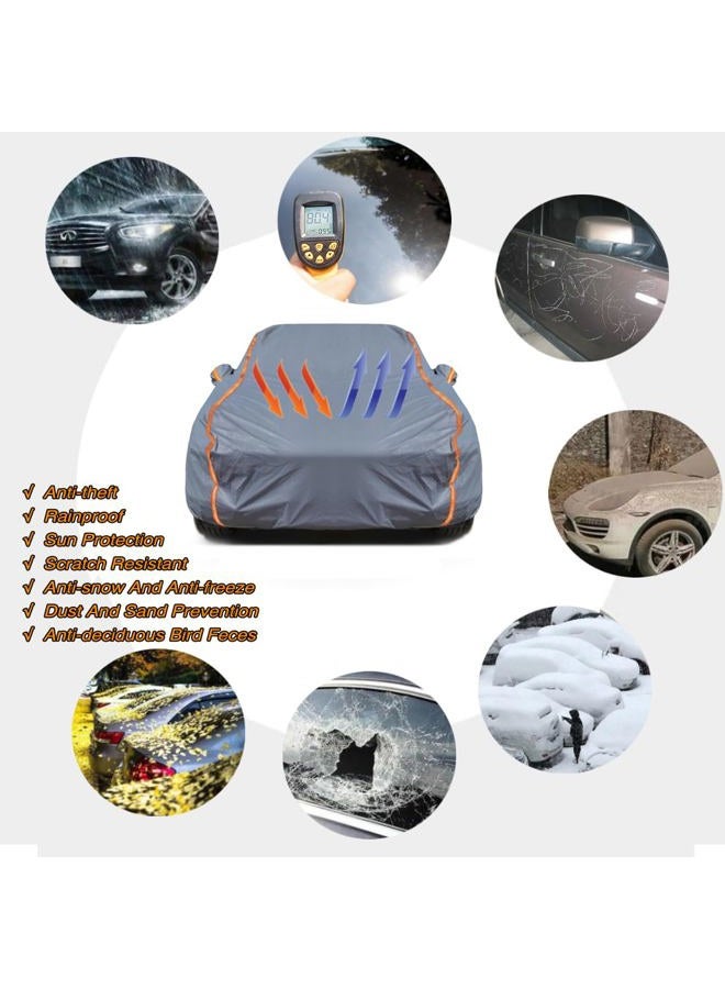KEYOOG Universal Waterproof Heavy Weight Full Car Covers, Fit Pickup, All Weather, Outdoor Full Cover Weatherproof UV Sun Protection Snow Dust Storm Resistant with PEVA Cotton, Fit Length 230"-260" - Image 5