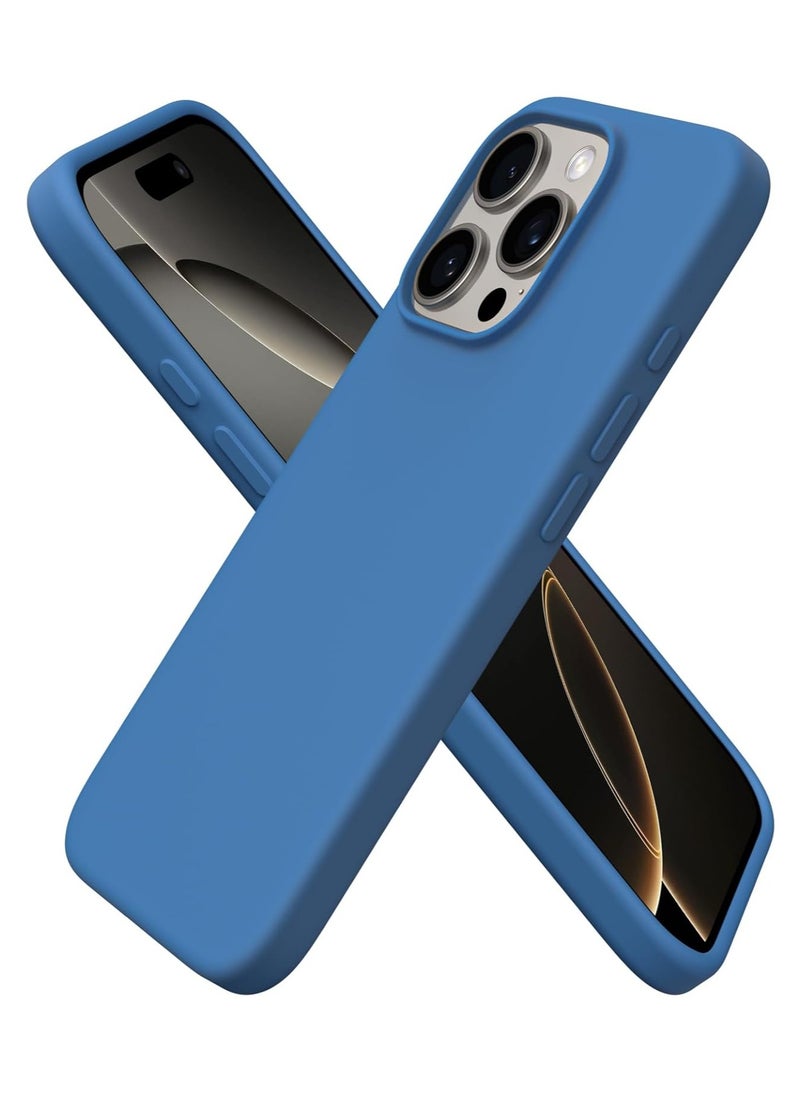 Generic - Compatible with iPhone 16 Pro Case 6.3", Slim Liquid Silicone 3 Layers Soft Gel Rubber Shockproof Protective Case with Anti-Scratch Microfiber Lining-Blue - Image 1
