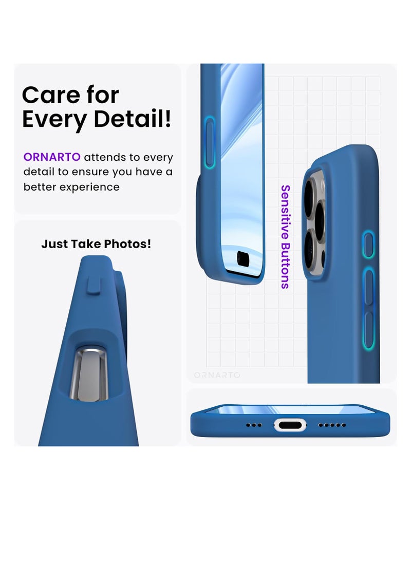 Generic - Compatible with iPhone 16 Pro Case 6.3", Slim Liquid Silicone 3 Layers Soft Gel Rubber Shockproof Protective Case with Anti-Scratch Microfiber Lining-Blue - Image 1