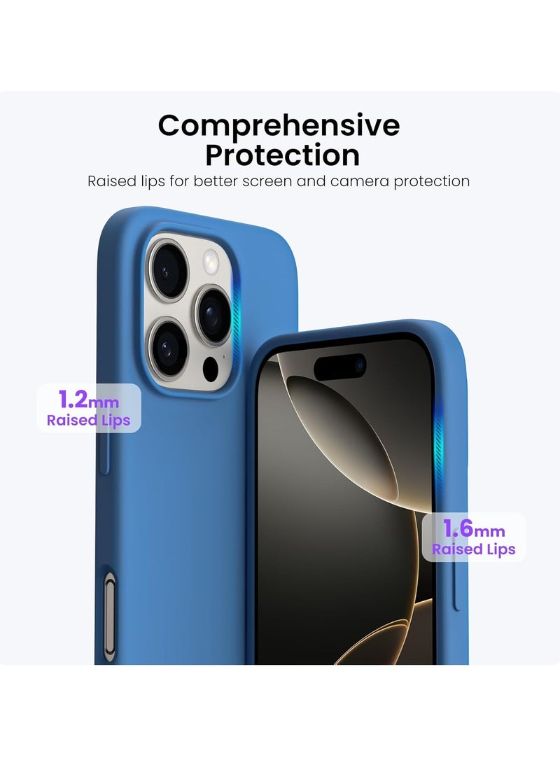 Generic - Compatible with iPhone 16 Pro Case 6.3", Slim Liquid Silicone 3 Layers Soft Gel Rubber Shockproof Protective Case with Anti-Scratch Microfiber Lining-Blue - Image 1