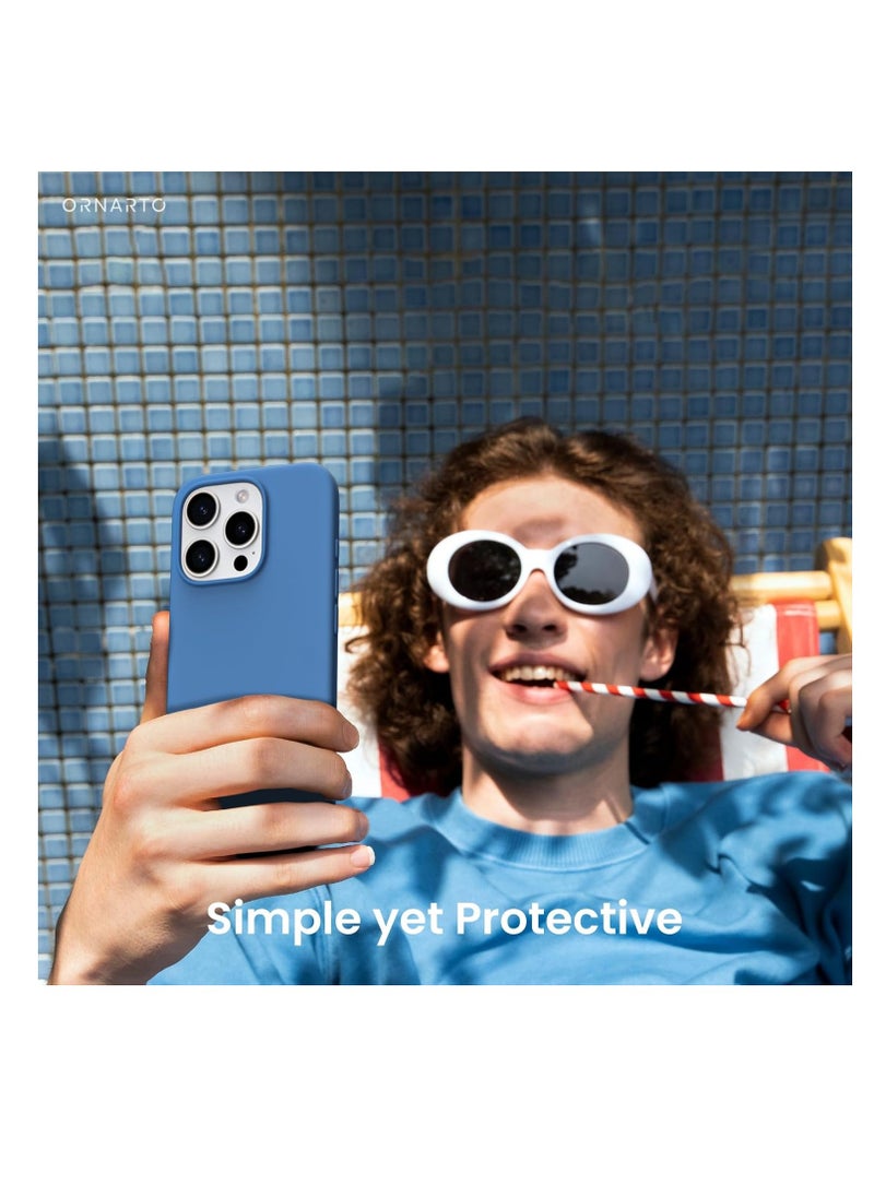 Generic - Compatible with iPhone 16 Pro Case 6.3", Slim Liquid Silicone 3 Layers Soft Gel Rubber Shockproof Protective Case with Anti-Scratch Microfiber Lining-Blue - Image 1