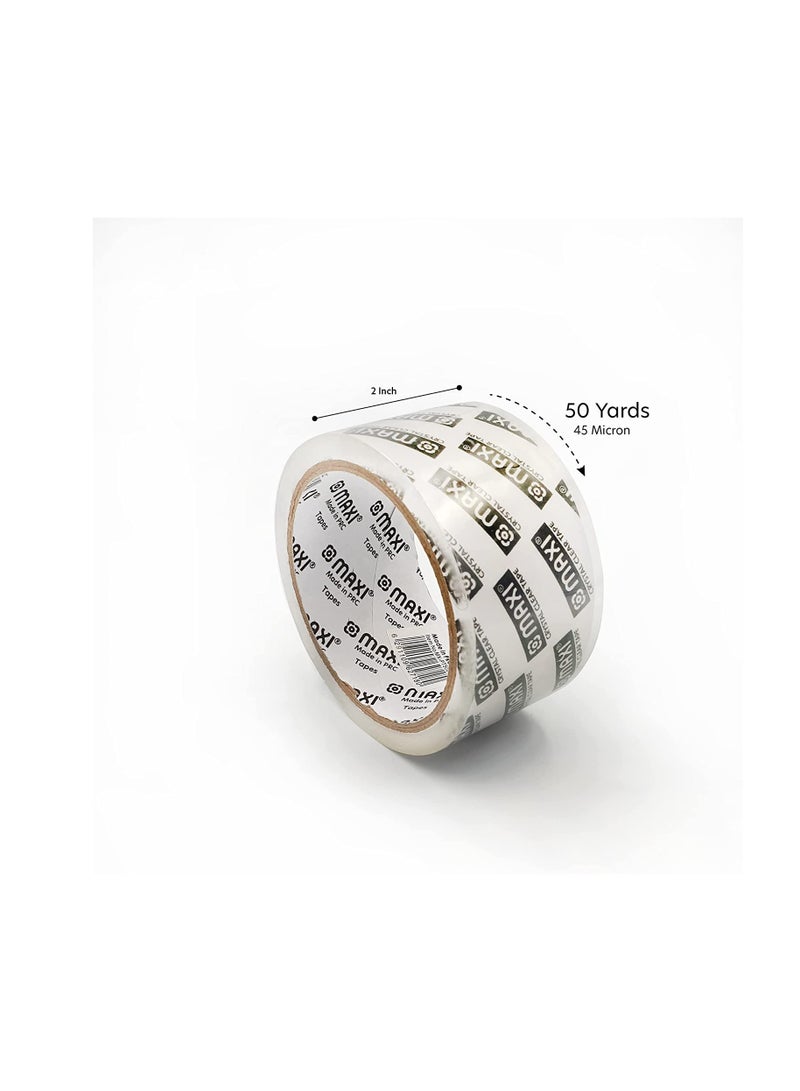 Maxi شريط تعبئة PT50CC 48 مم × 50 ياردة 45 ميكرون شفاف، شريط تعبئة عالي الأداء، شريط تعبئة صناديق الشحن للنقل، المكتب، إغلاق الكرتون والتخزين - Image 2