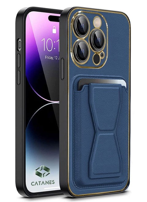 iPhone 14 Pro Case Cover Kickstand And Wallet Case Blue