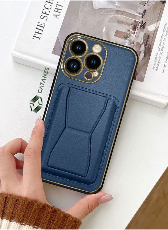 iPhone 14 Pro Case Cover Kickstand And Wallet Case Blue