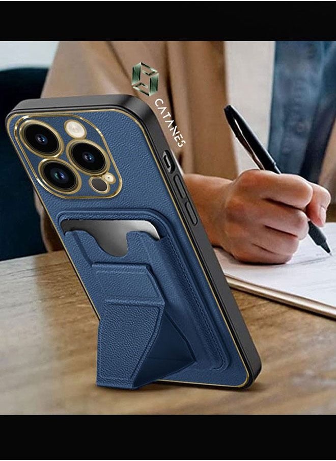 iPhone 14 Pro Case Cover Kickstand And Wallet Case Blue