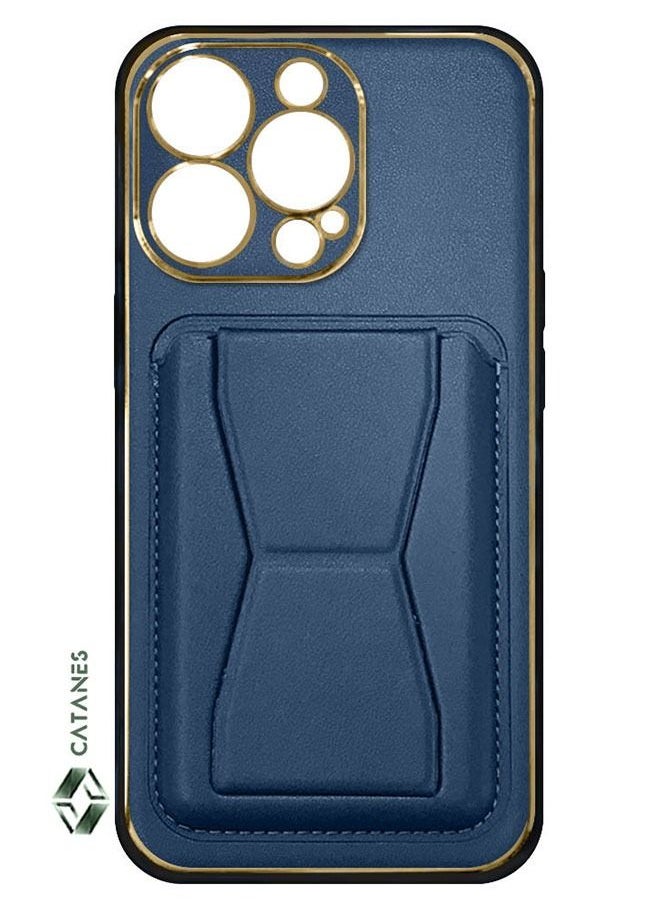 iPhone 14 Pro Case Cover Kickstand And Wallet Case Blue