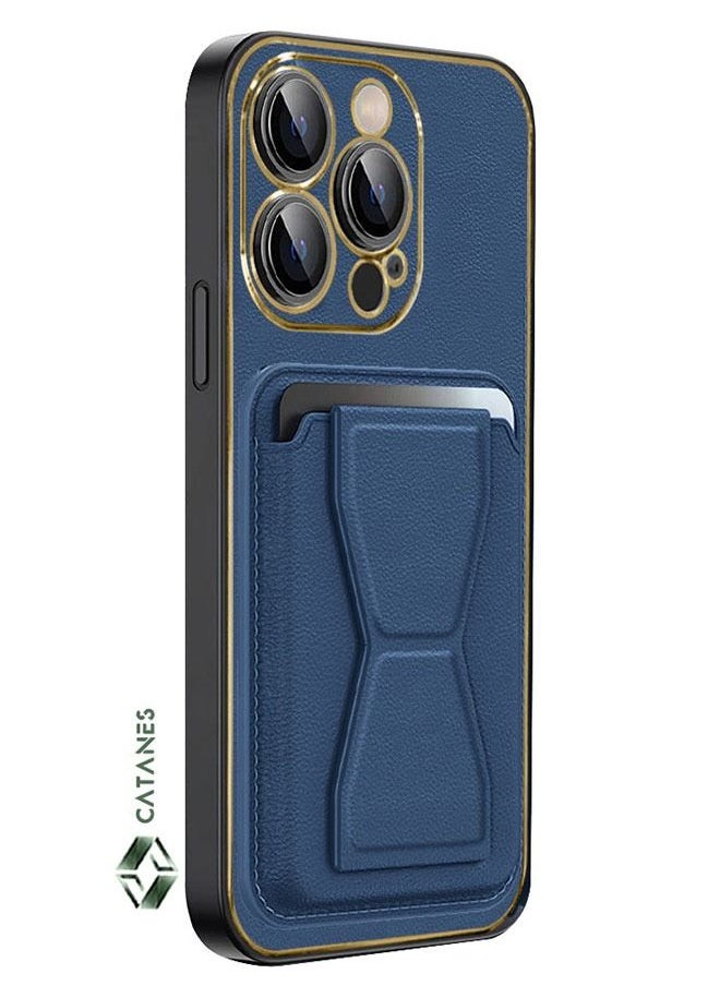 iPhone 14 Pro Case Cover Kickstand And Wallet Case Blue