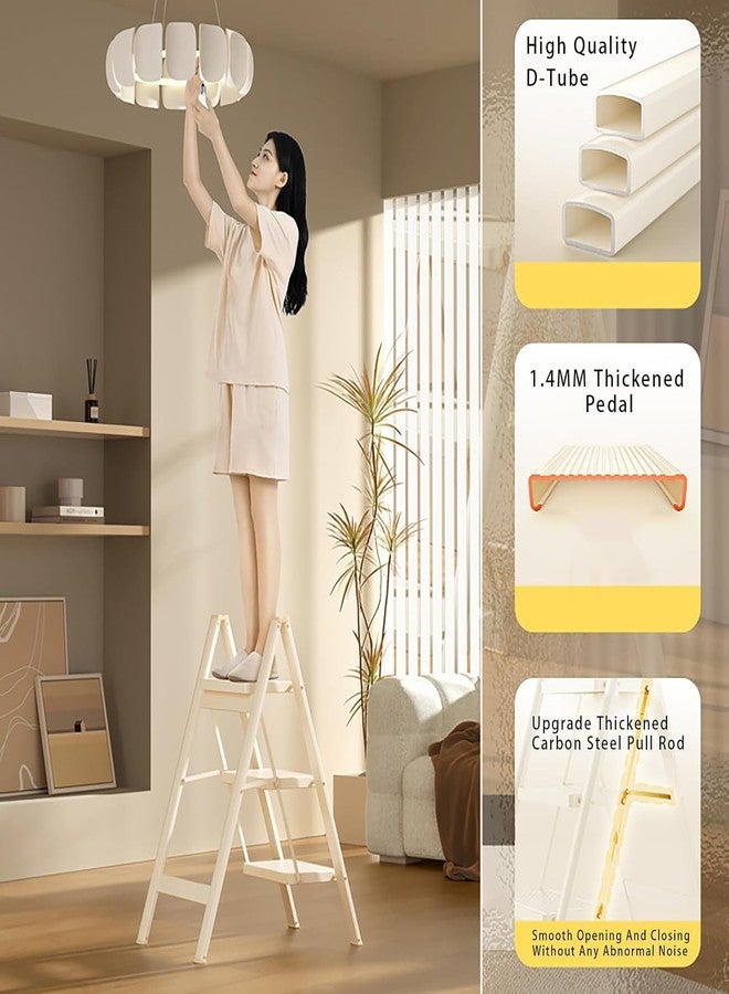Matiko 3 Steps Ladder with Wide Step Ladder for Home & Office use, Durable, Wide, Lightweight & Easy to Carry Stairs for Home (White) - Image 5