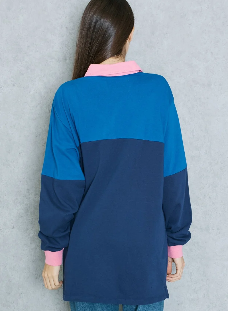 Lazy Oaf Colourblock Slogan Rugby Jersey