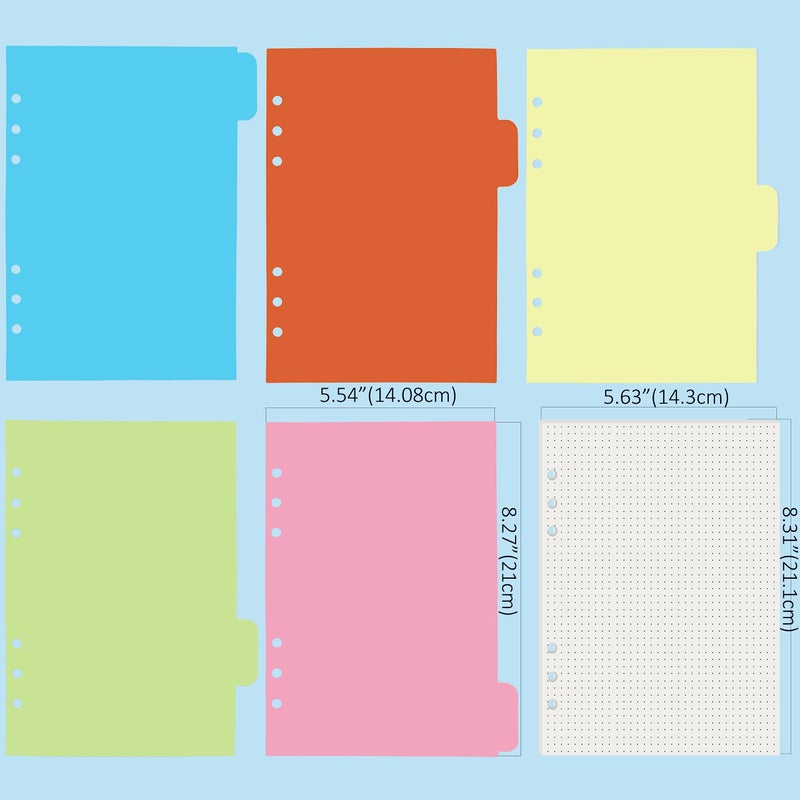 Harphia A5 6 Holes Binder Refill Value Set, 90 Sheets Dotted Planner Insert, 5 Sheets Binder Divider Paper, Today Bookmark Ruler With Inch Scale, Translucent Zippered Bag, Pvc Card Bag, 160Pcs Colorful Index - Image 4