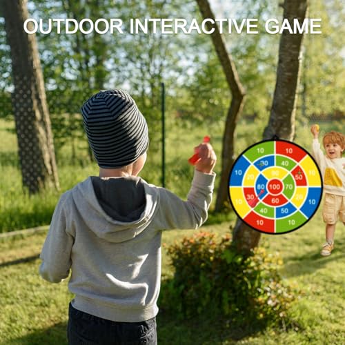 Mareisa Dart Board for Kids, Darts Set Double-Sided Dart Board with Sticky Balls and Darts, Indoor Outdoor Sport Fun Party Play Parent-Child Activity Game Toys, Gifts for Boys and Girls Aged 3 to 12 Years - Image 4