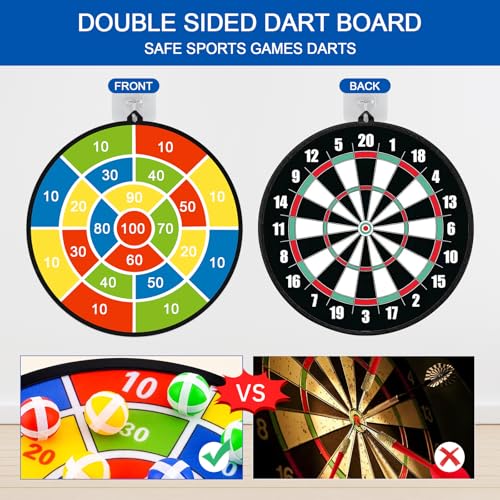 Mareisa Dart Board for Kids, Darts Set Double-Sided Dart Board with Sticky Balls and Darts, Indoor Outdoor Sport Fun Party Play Parent-Child Activity Game Toys, Gifts for Boys and Girls Aged 3 to 12 Years - Image 5