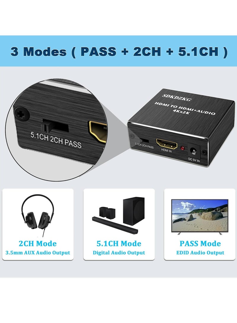 4K x 2K HDMI Audio Extractor & Splitter – HDMI to HDMI, Optical SPDIF & 3.5mm Audio Converter  - Image 5