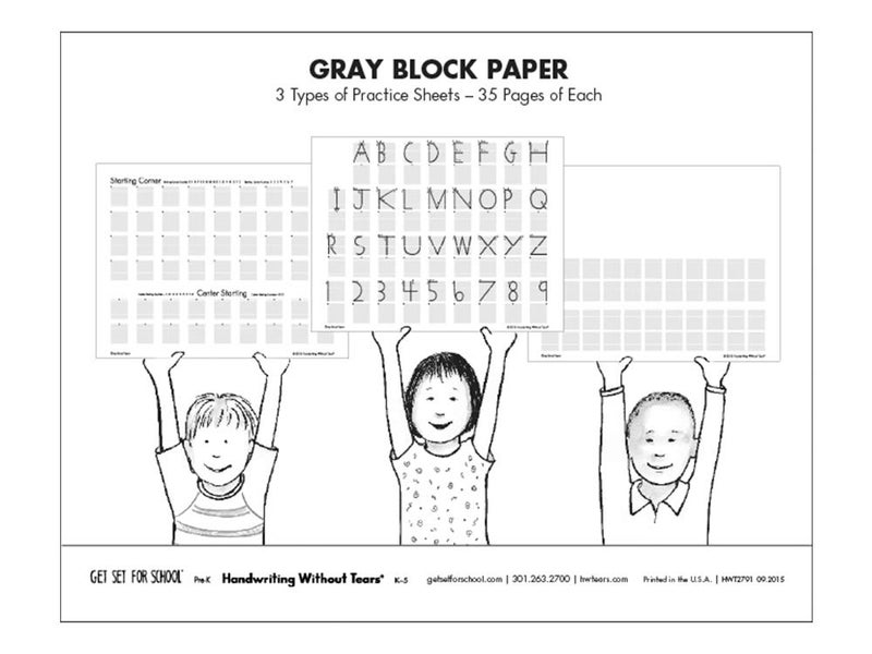 Handwriting Without Tears Learning Without Tears Gray Black Paper- Handwriting Without Tears®- Trans K–Grade 1, Print Capitals and Numbers Practice Paper, Letter Formation, Beginning Handwriting- for School or Home Use - Image 1