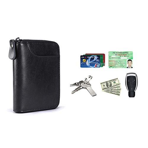 BAKUN Large Zipper Leather Car Key Case, Key Holder Key Organizer Wallet, With 16 Hooks(Black) - Image 3