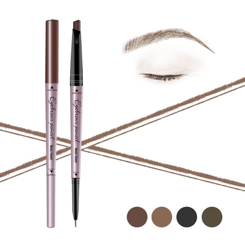 Music Flower Eyebrow Pencil Double Ended, Waterproof Natural Brow Enhancing Pen, Long lasting Eye Makeup, Pack of 1, Light Brown - Image 1