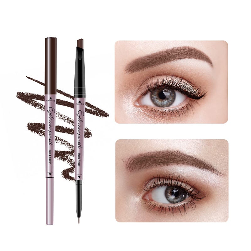Music Flower Eyebrow Pencil Double Ended, Waterproof Natural Brow Enhancing Pen, Long lasting Eye Makeup, Pack of 1, Light Brown - Image 2