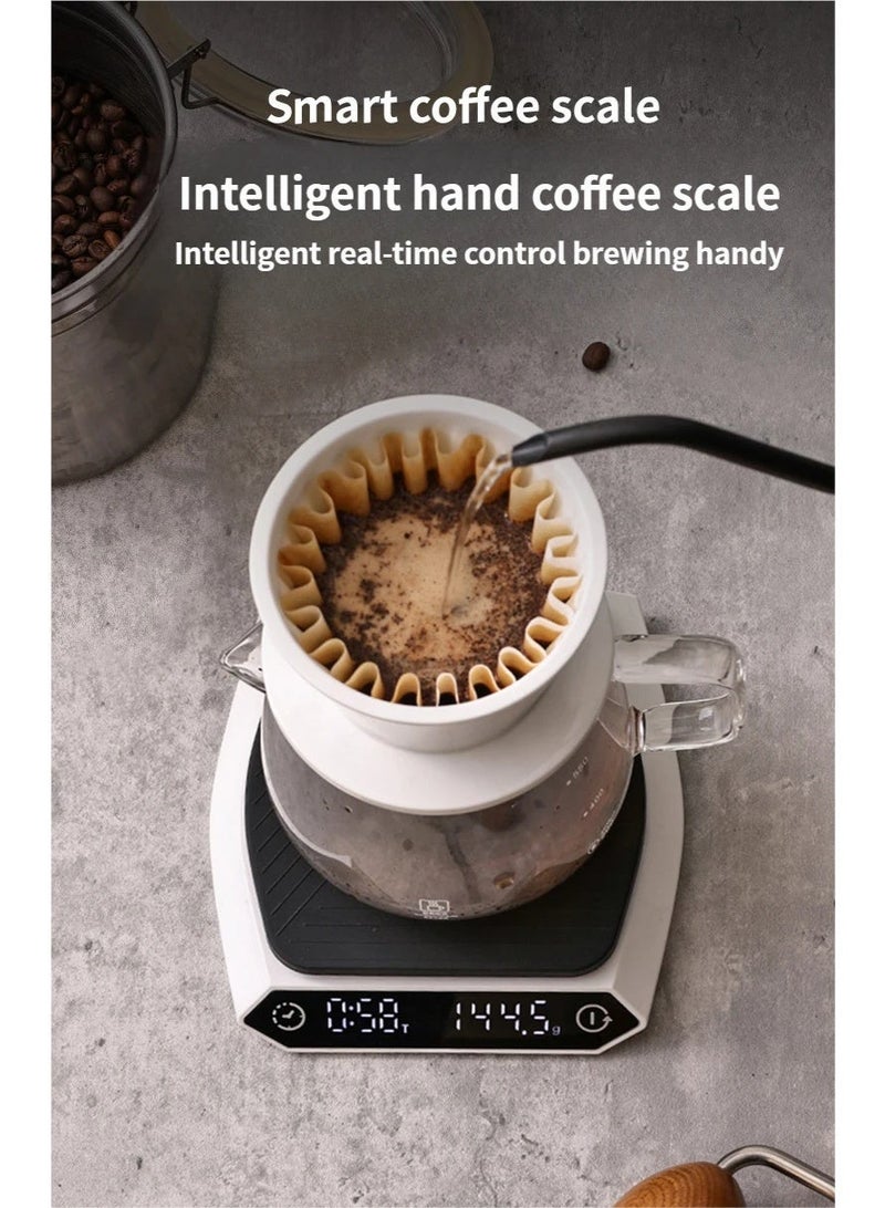ميزان قهوة ذكي KC201 مع استشعار تدفّق الماء – ميزان احترافي للتقطير والإسبريسو، شاشة LED، شحن Type-C - Image 2