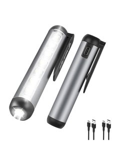 Y&D LED Work Flashlight, Rechargeable Small Flashlight with Magnetic Base and Clip, Waterproof 4 Modes for Camping Emergency Outdoor Use, 2 Pack  - Image 1