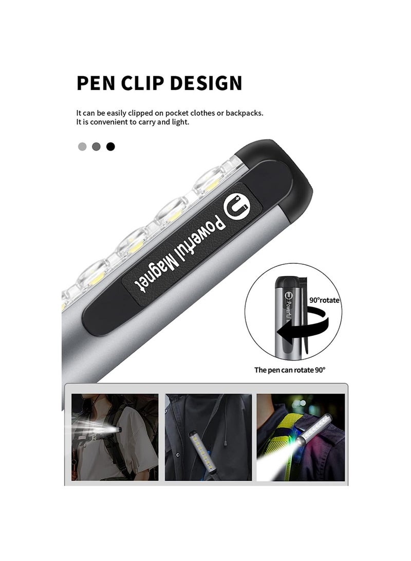 Y&D LED Work Flashlight, Rechargeable Small Flashlight with Magnetic Base and Clip, Waterproof 4 Modes for Camping Emergency Outdoor Use, 2 Pack  - Image 2