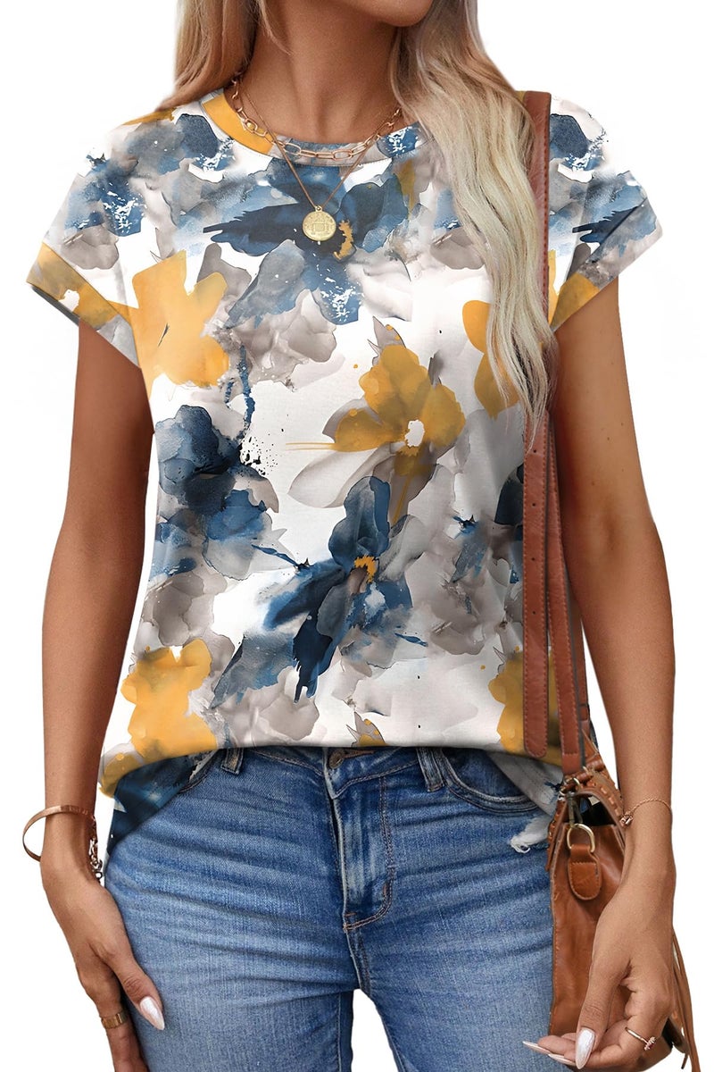 Alaroo Womens Tops Plus Size Short Sleeve Shirts Beach Outfits for Women Print 08 3XL - Image 3
