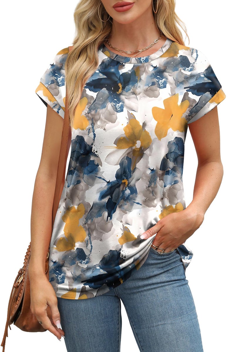 Alaroo Womens Tops Plus Size Short Sleeve Shirts Beach Outfits for Women Print 08 3XL - Image 2