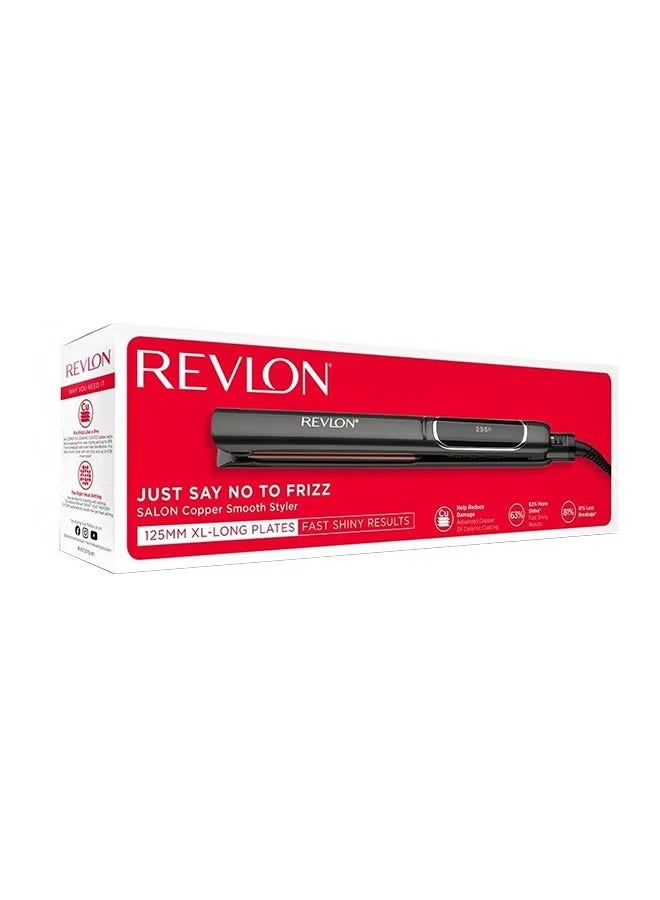 Revlon Salon Copper Smooth Styler Straightener, Auto Shut Off, Auto dual voltage, 30 LCD heat settings, 10s fast heat setup. Colour fade control. Black 125mm - Image 3