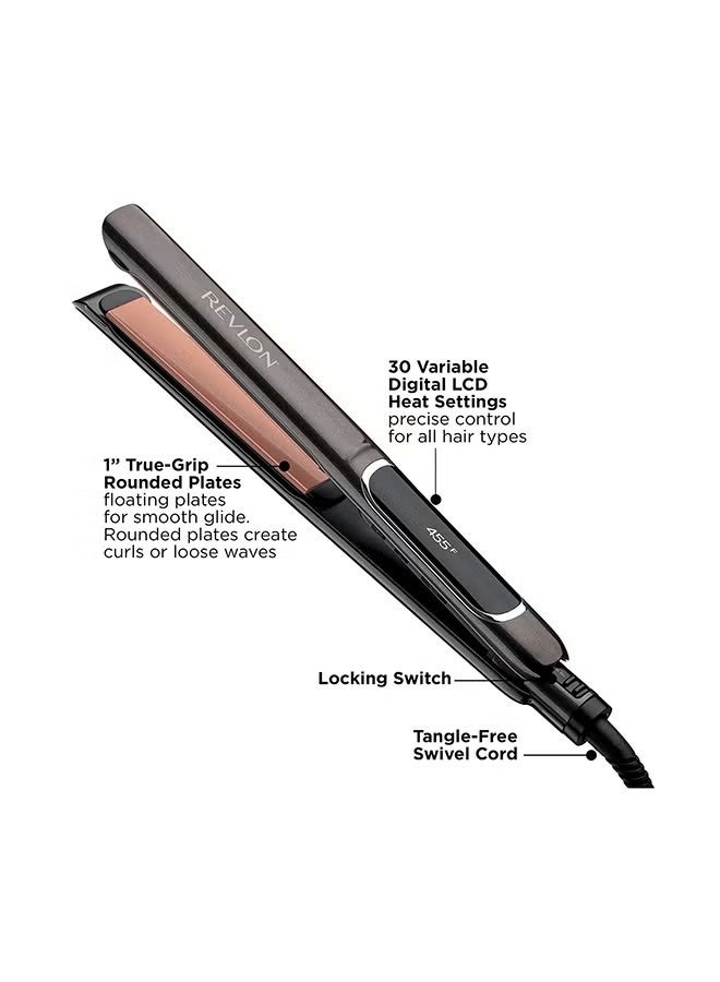 Revlon Salon Copper Smooth Styler Straightener, Auto Shut Off, Auto dual voltage, 30 LCD heat settings, 10s fast heat setup. Colour fade control. Black 125mm - Image 5