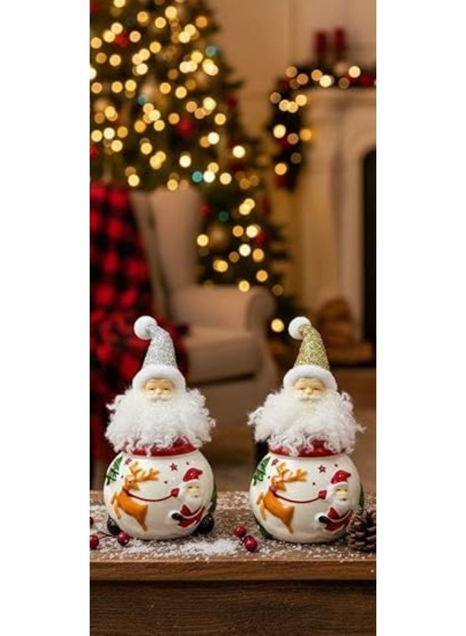 بونبونيرة الكريسماس الفاخرة – وعاء تقديم حلوى وشوكولاتة بغطاء محكم – قطعة ديكور أنيقة لمائدة الأعياد والضيافة (FO) - Image 3