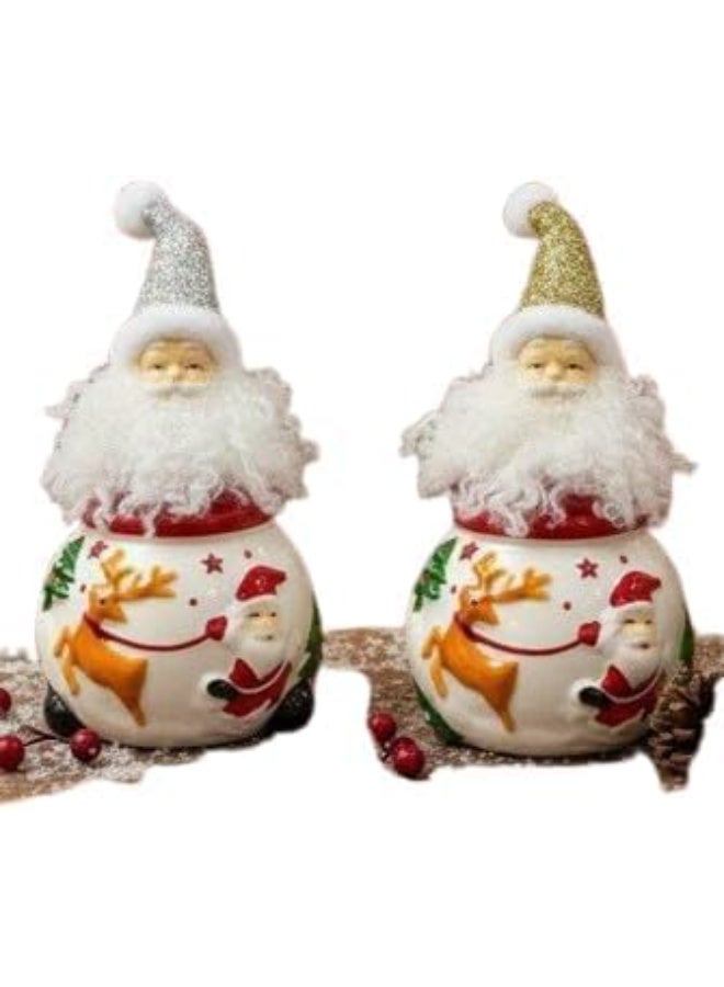 بونبونيرة الكريسماس الفاخرة – وعاء تقديم حلوى وشوكولاتة بغطاء محكم – قطعة ديكور أنيقة لمائدة الأعياد والضيافة (FO) - Image 4