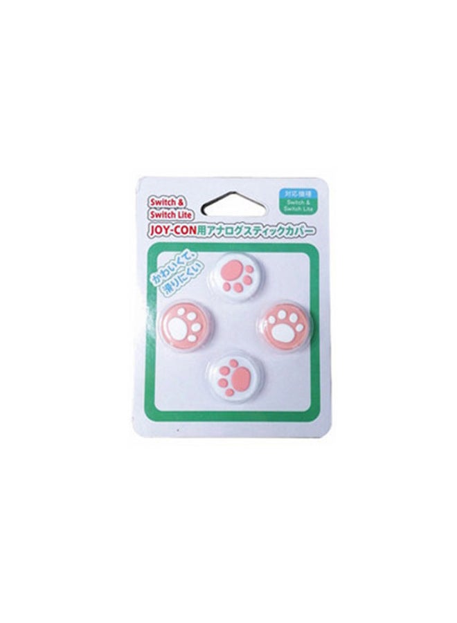 Switch Small Handle Key Cap NS Lite Rocker Silicone Cap NS OLED Left And Right Handle Cat Claw Protection Cap-Product Color:4-in -1 Cat Claw White Powder + White Powder (cardboard + Blister) - Image 1